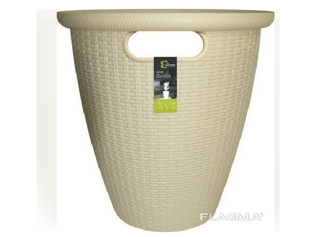 Кашпо Rattan D 470 мм 50 л с внутр горшком 27 л сливочный 6216